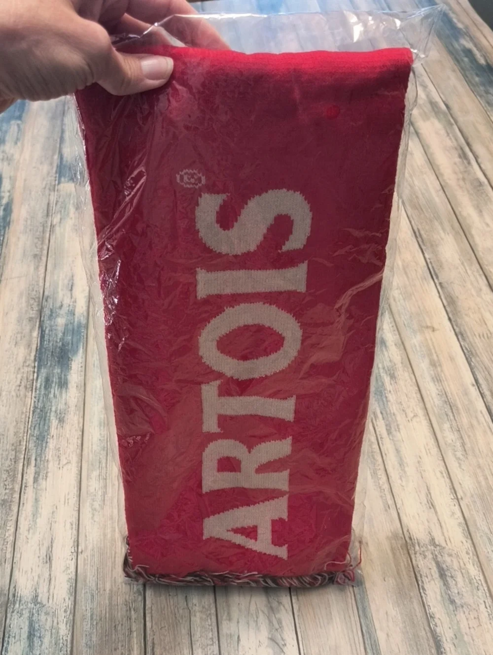Stella Artois scarf is a promotional item for the 2026 FIFA World Cup